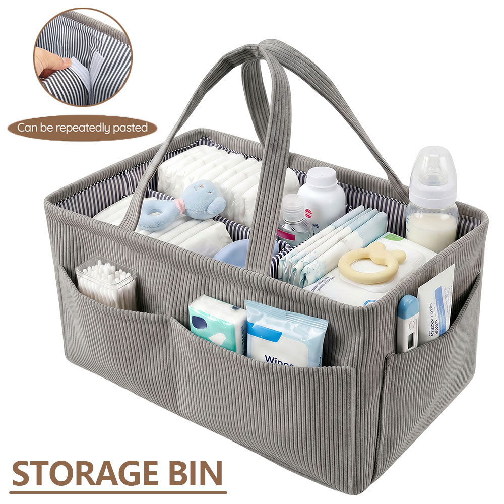 Baby Nursery Organization Ideas - Opvouwbare luiersorganizer van corduroy met meerdere