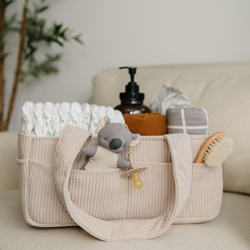 Baby Nursery Organization Ideas - Ruime opvouwbare corduroy luiertas organizer met