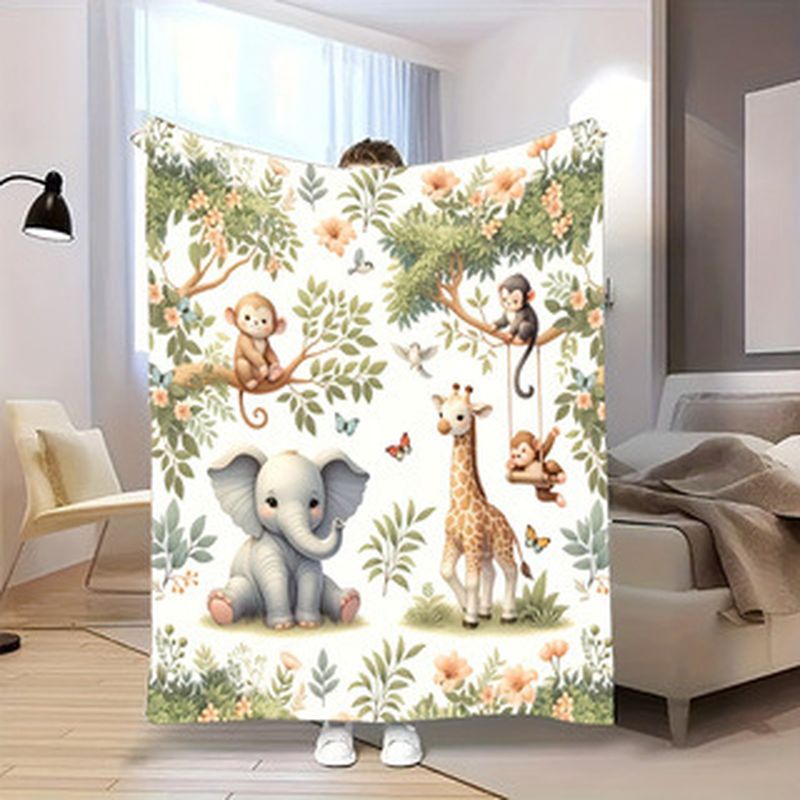 Baby Nursery In Hospital - VIKAMA aquarel jungle dier babydeken olifant