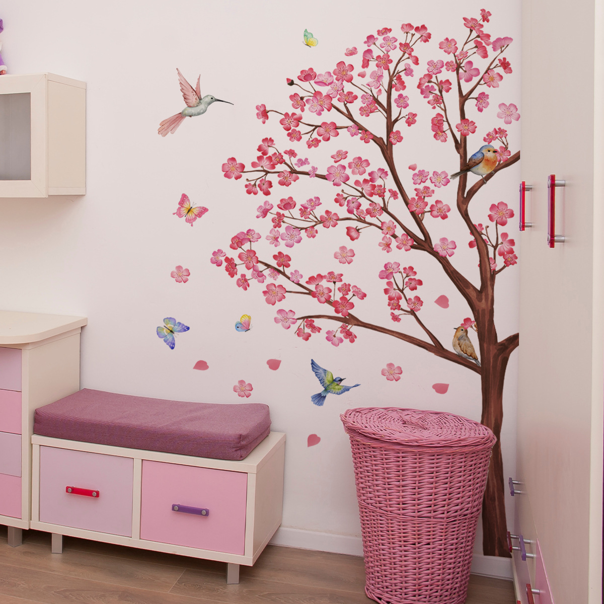 Baby Nursery Plants - Aquarel Vogel Bloem Muurstickers Woonkamer Decoratie