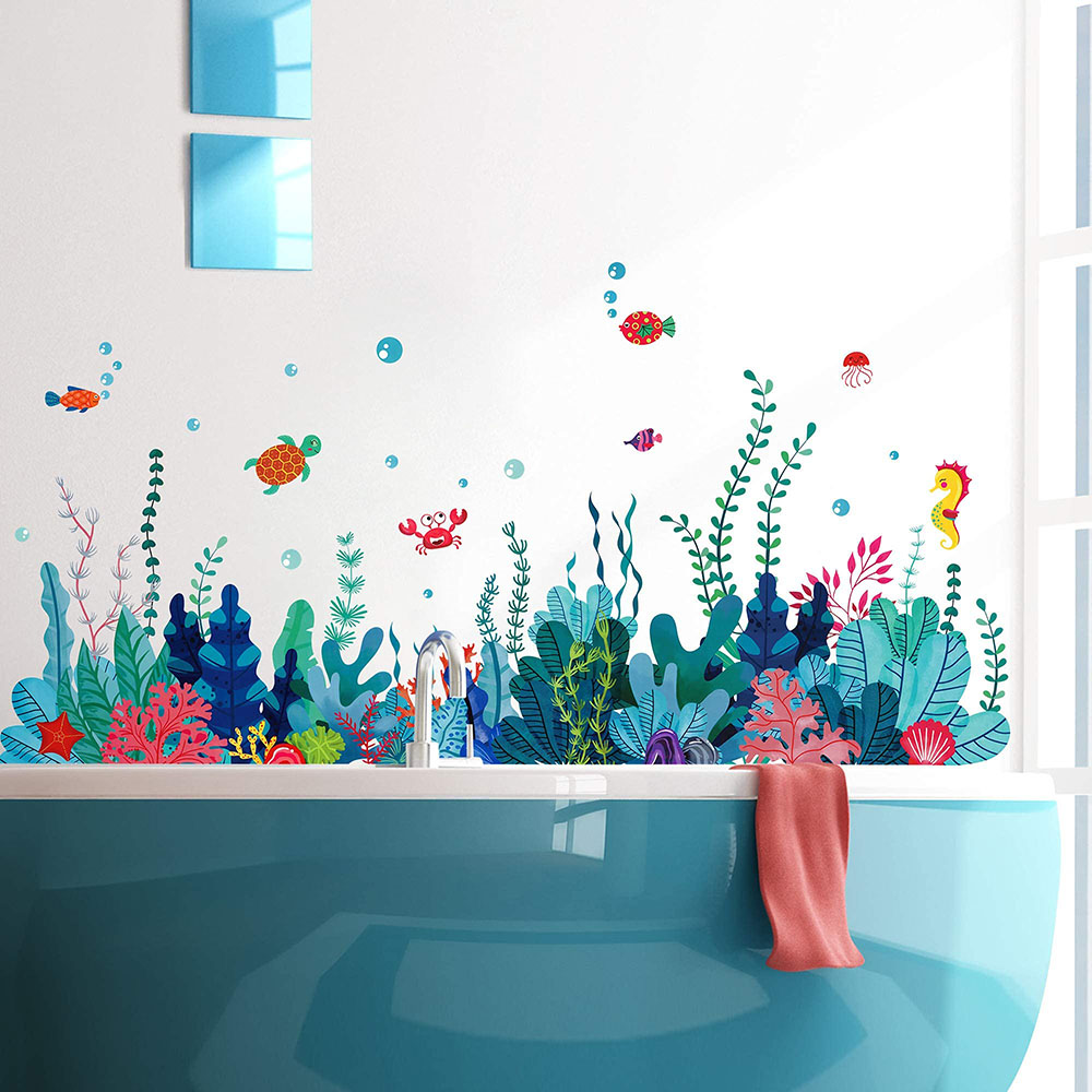 Baby Nursery Under The Sea - Grote onder de zeegras muurstickers badkamer