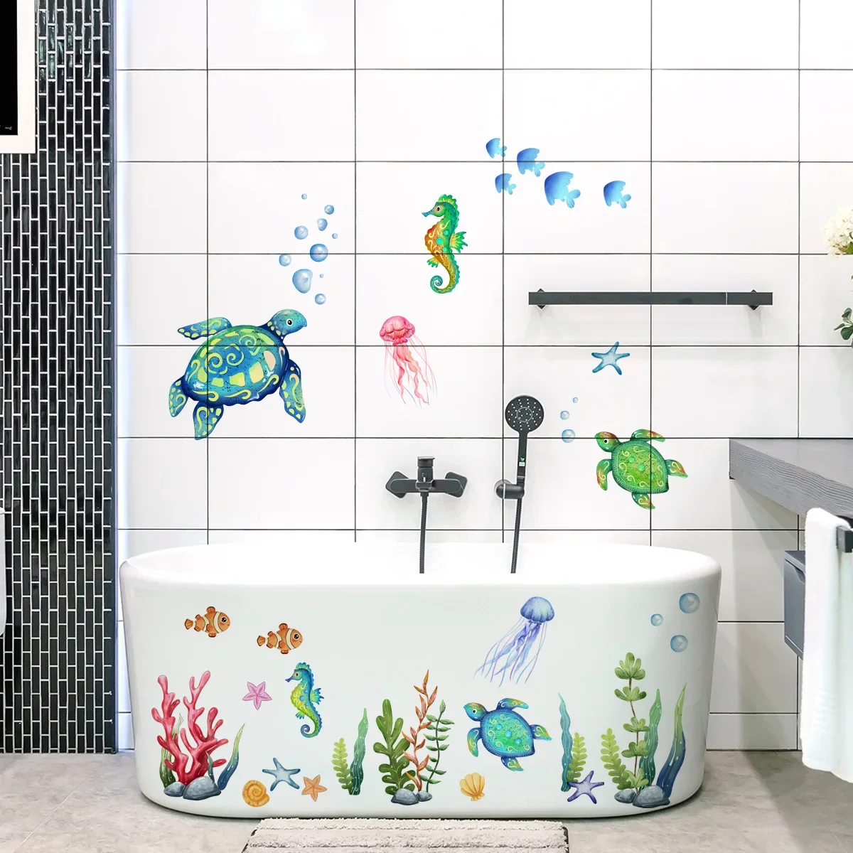 Baby Nursery Under The Sea - Oceaan muurstickers onder de zeeschildpad badkamer