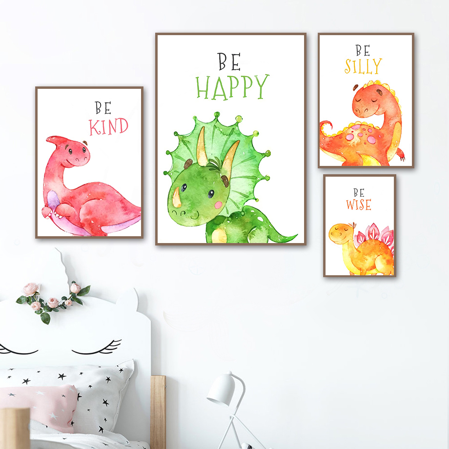 Baby Boy Nursery Quotes - Cartoon Dinosaurus Quotes Wall Art Canvas