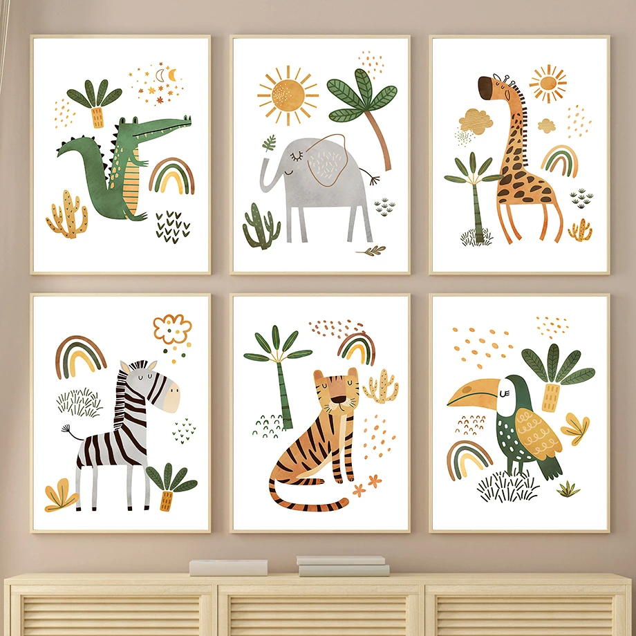 Baby Nursery Plants - Giraffe Olifant Tijger Zebra Toekan Jungle