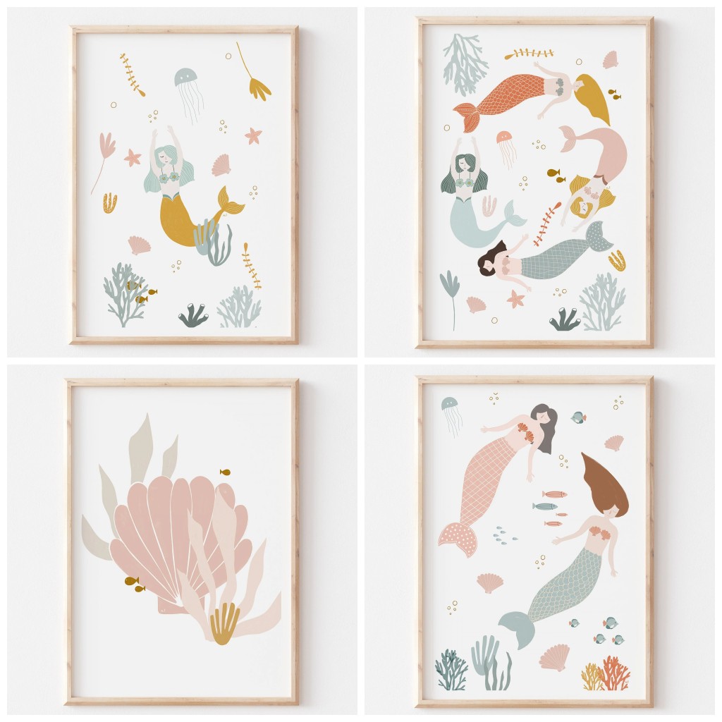 Baby Nursery Ocean - Boho kinderkamer oceaan thema roze zeeschelpen