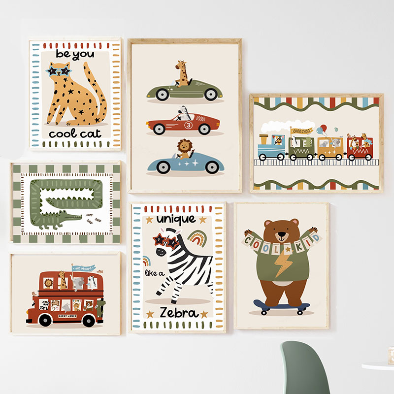 Grappige Cartoon Dieren Auto B - Baby Nursery Animal Pictures recensie en prijs