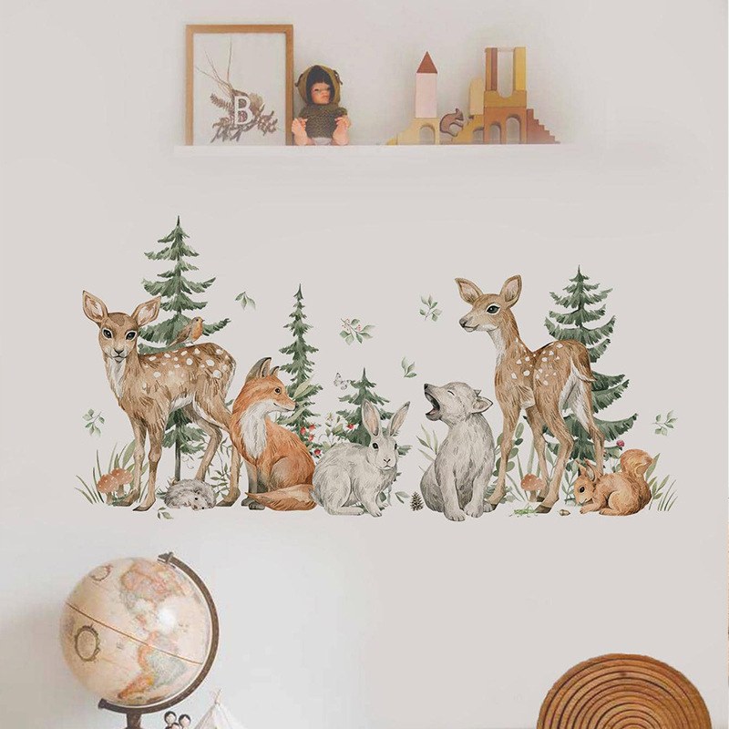 Cartoon aquarel bos dieren her - Baby Nursery Plants recensie en prijs