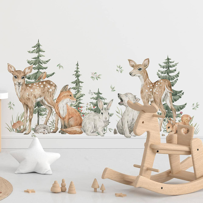 Cartoon aquarel bos dieren her - Baby Nursery Plants recensie en prijs