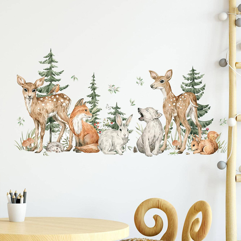 Cartoon aquarel bos dieren her - Baby Nursery Plants recensie en prijs