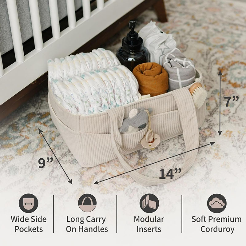 Ruime opvouwbare corduroy luie - Baby Nursery Organization Ideas recensie en prijs