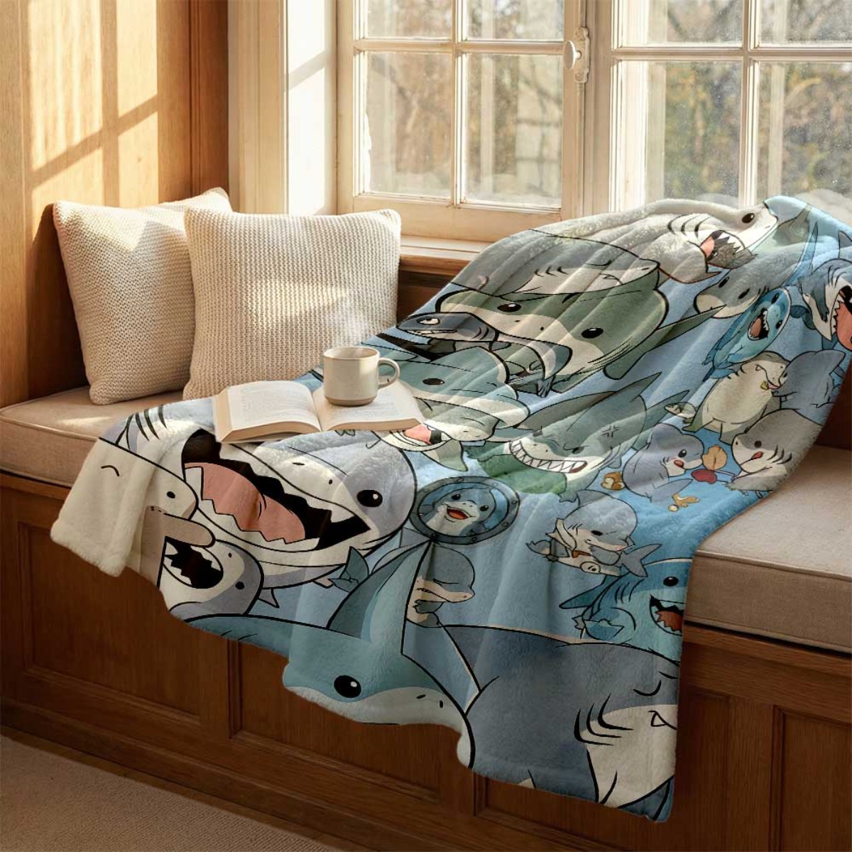 Grote cartoon babyhaaien fleec - Baby Nursery In Hospital recensie en prijs