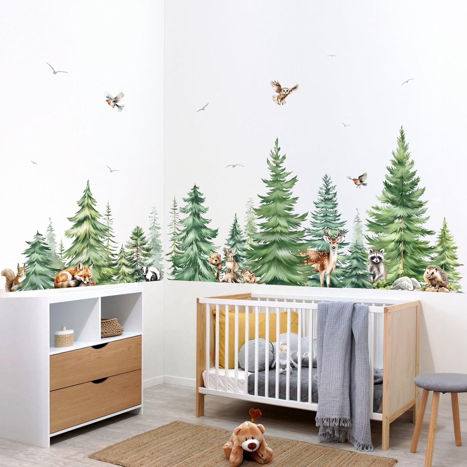 Grote aquarel pijnboom dieren  - Baby Nursery Plants recensie en prijs