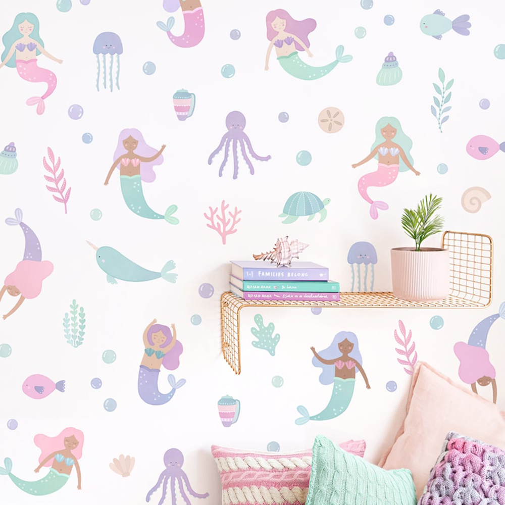 Aquarel zeemeermin muursticker - Baby Nursery Ocean recensie en prijs
