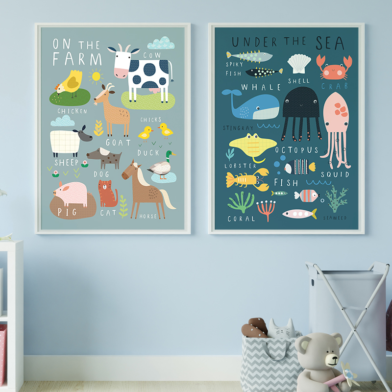 Onder de zee print op de boerd - Baby Nursery Under The Sea recensie en prijs