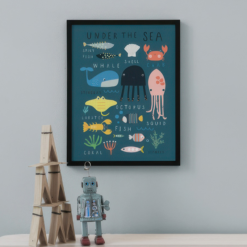 Onder de zee print op de boerd - Baby Nursery Under The Sea recensie en prijs
