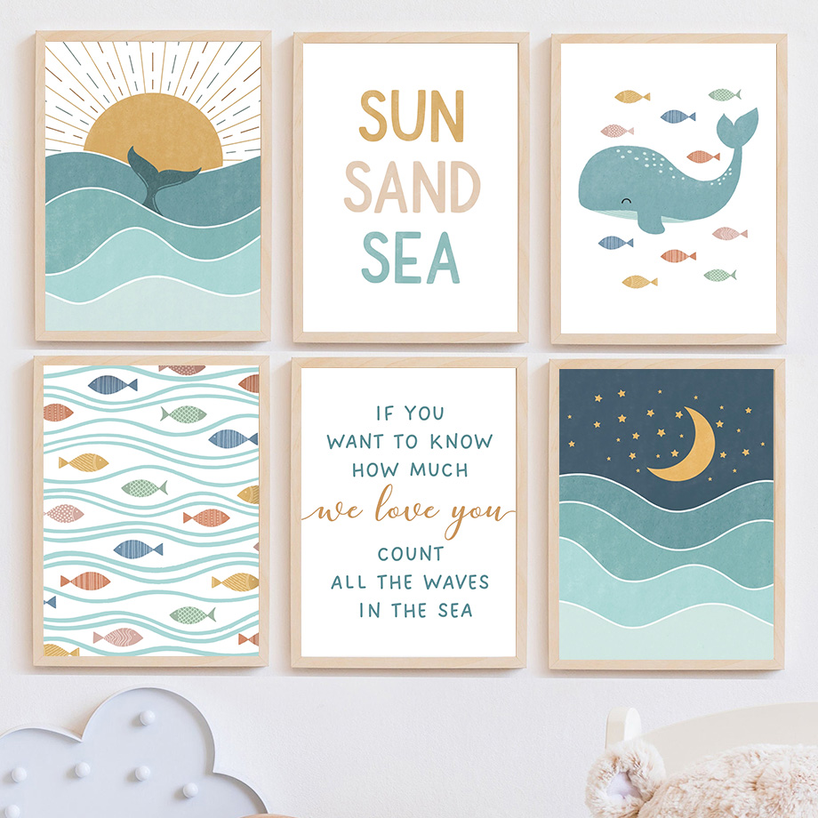 Vis Walvis Meeuw Zonsopgang Zo - Baby Boy Nursery Quotes recensie en prijs