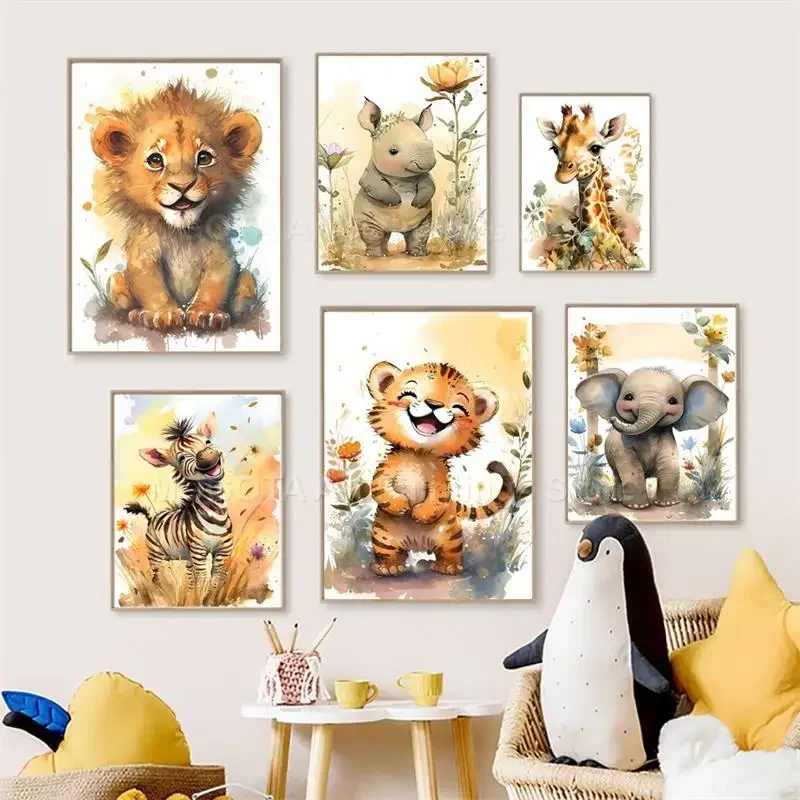 Aquarel Leeuw Giraffe Tijger O - Baby Nursery Animal Pictures recensie en prijs
