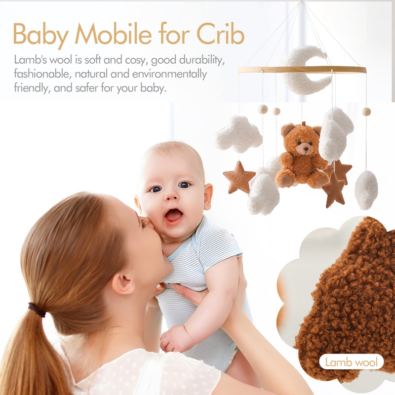 Houten wiegmobiel babybed bel  - Crib Mobile Musical recensie en prijs