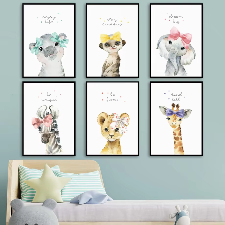 Leeuw Zebra Giraffe Olifant Ni - Baby Nursery Animal Pictures recensie en prijs