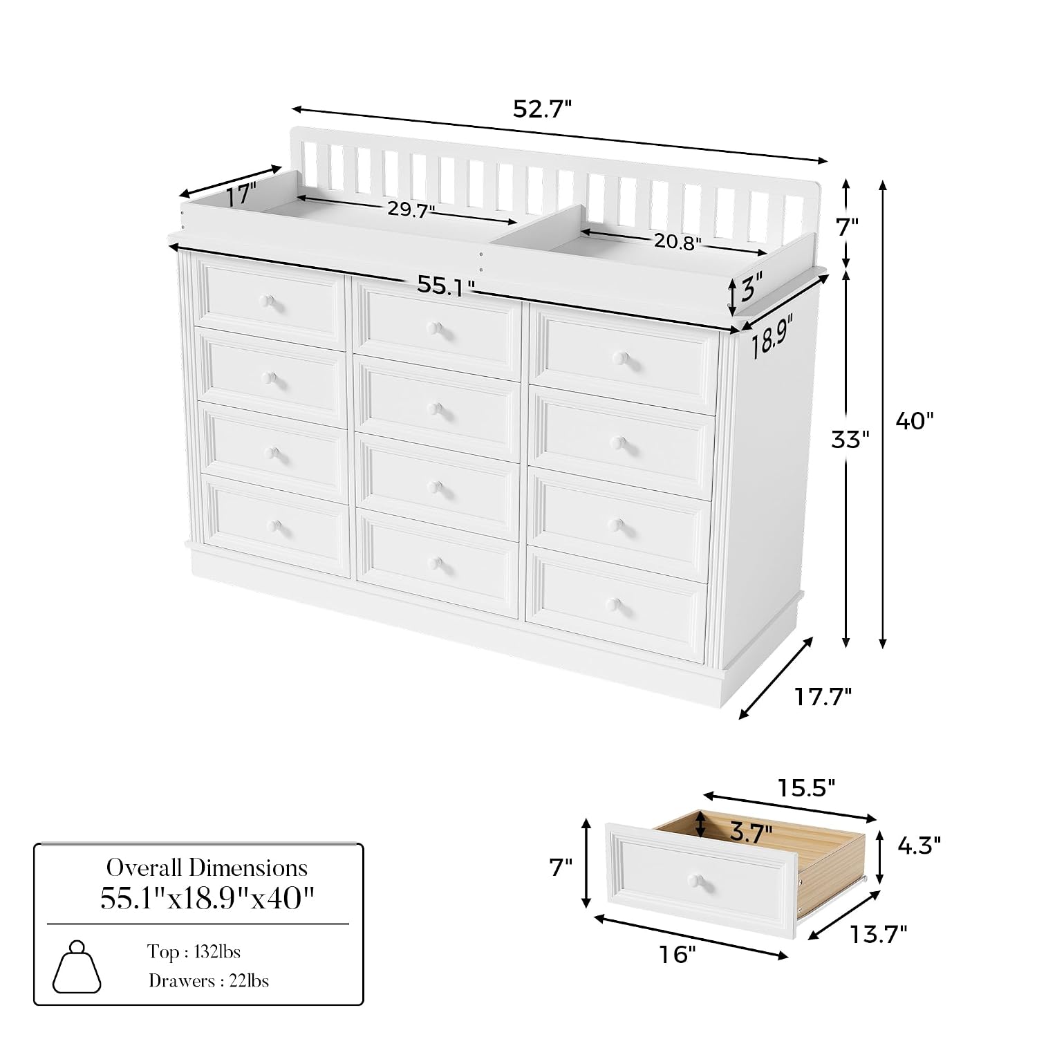 Babyverschoontafel met commode - Baby Nursery Dresser Changing Table recensie en prijs