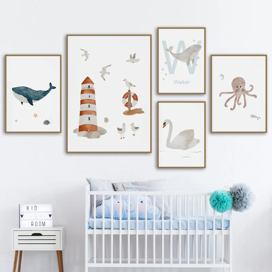 Aangepaste naam walvis octopus - Baby Nursery Ocean recensie en prijs