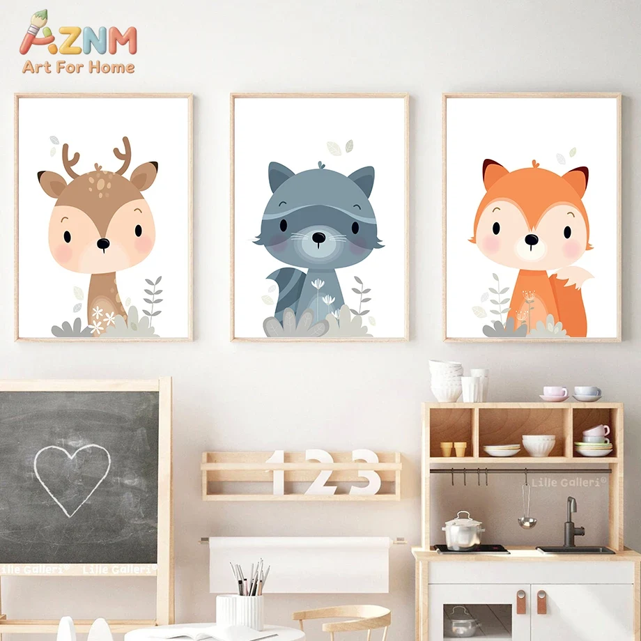 AZNM Leuke bosdieren canvas wa - Baby Nursery Plants recensie en prijs