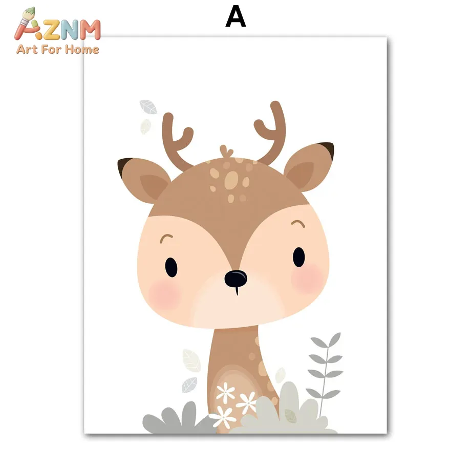 AZNM Leuke bosdieren canvas wa - Baby Nursery Plants recensie en prijs